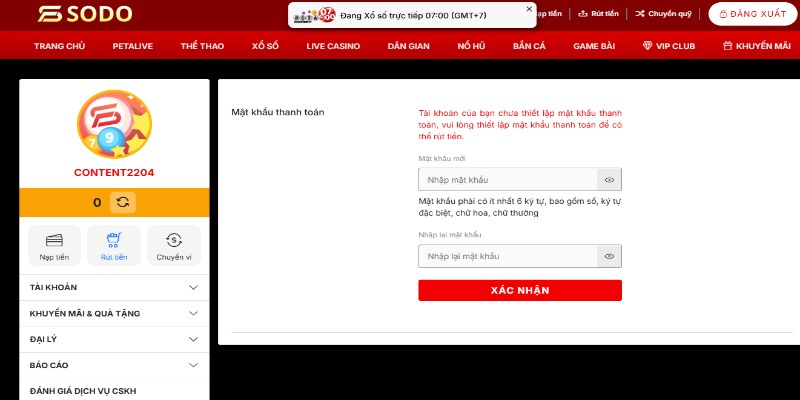 Chi tiết việc rút tiền 79Sodo qua tài khoản ngân hàng